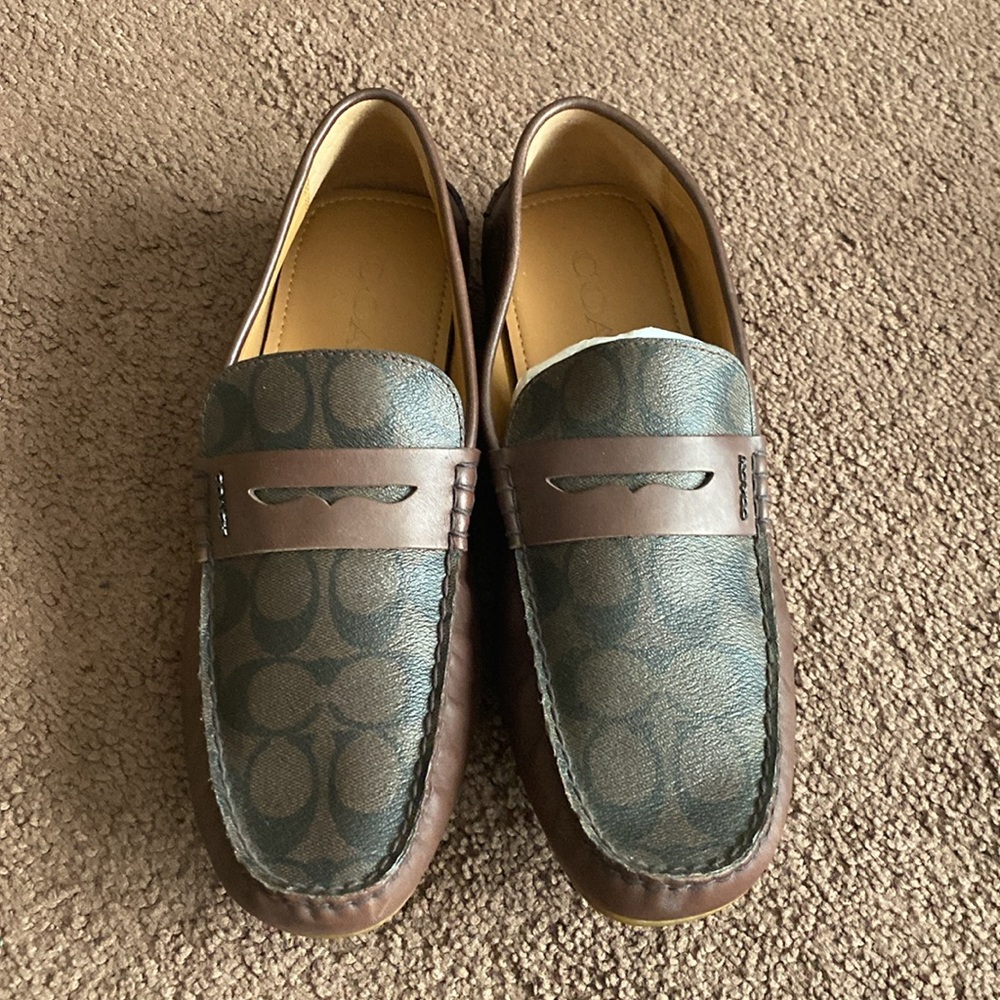 Coach Men's Brown and Green Loafers